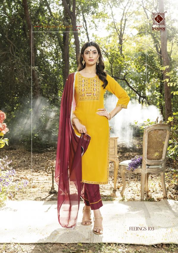 Kiana Feelings Fancy Kurti With Bottom Dupatta Collection